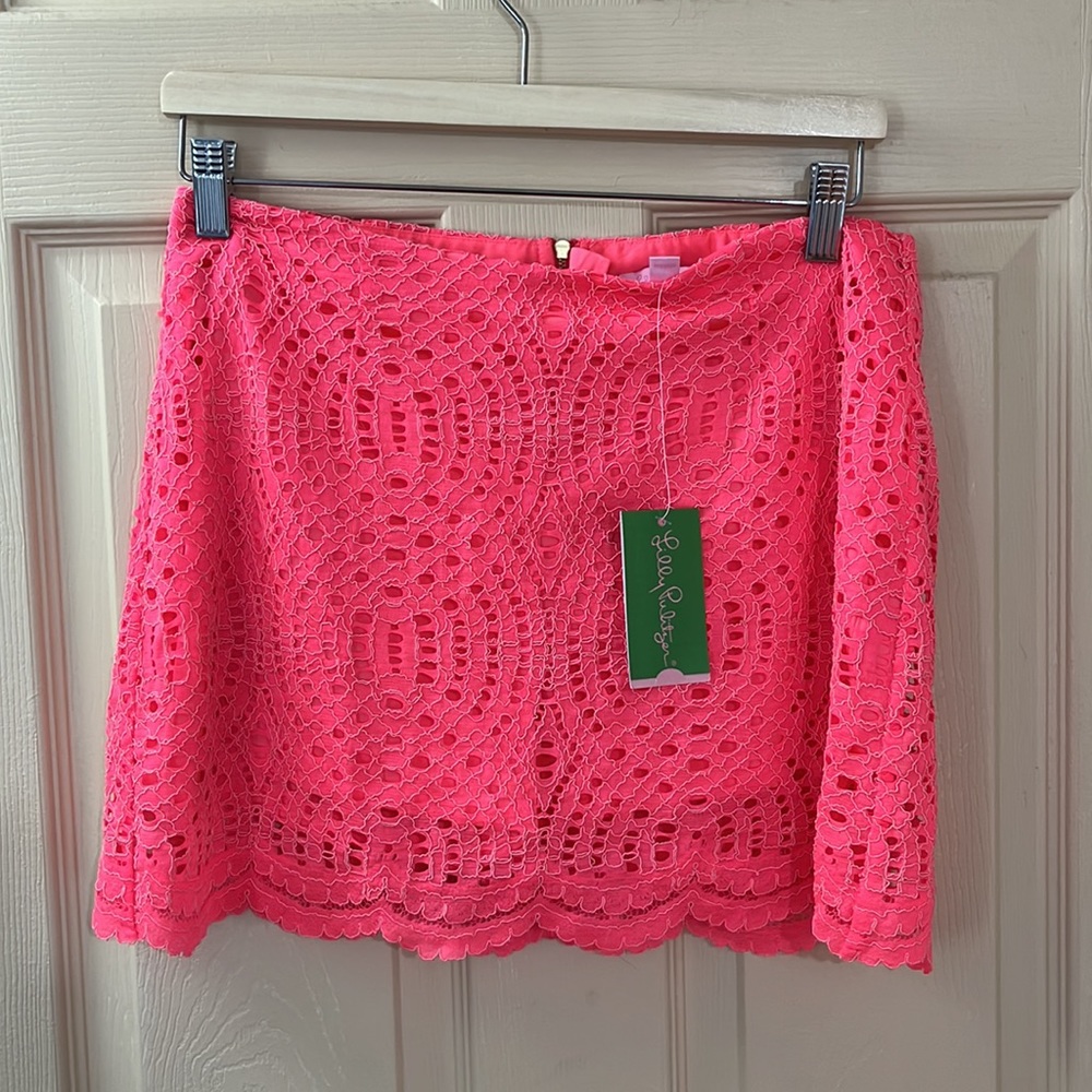 New w Tags Lilly Pulitzer Alice skort hot coral knotty lace size 2
